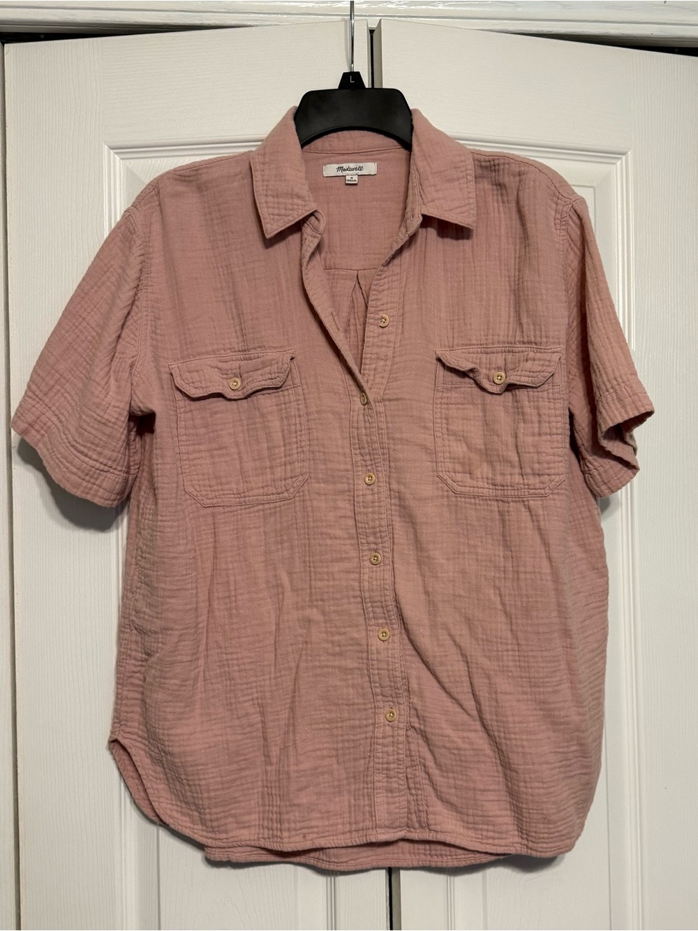 Madewell Dusty Rose Short-Sleeve Button-Up Shirt